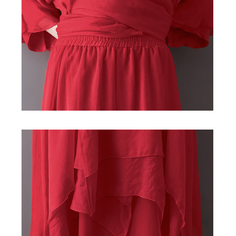Nimara Ritual V-Neck Midi Tunic Dress Wide Leg Pants Meditation Zen Practice Dance Clothing