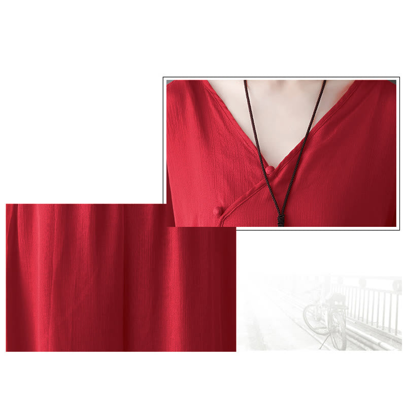 Nimara Ritual V-Neck Midi Tunic Dress Wide Leg Pants Meditation Zen Practice Dance Clothing