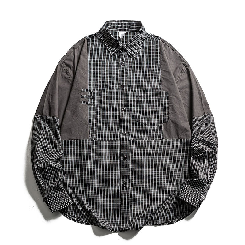 Nimara Ritual Spring Fall Vintage Button-Up Plaid Men's Long Sleeve Shirts With Pocket
