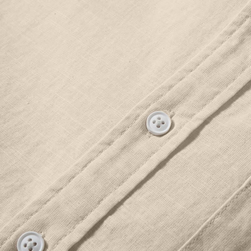 Nimara Ritual Summer Men's Short Sleeve Button Down Cotton Linen Shirt