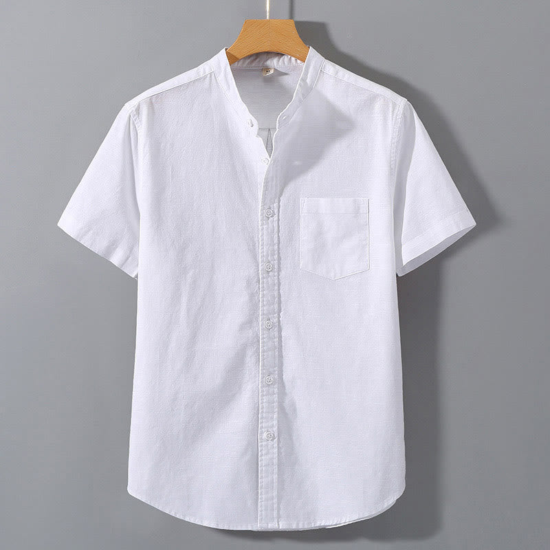 Nimara Ritual Summer Men's Short Sleeve Button Down Cotton Linen Shirt