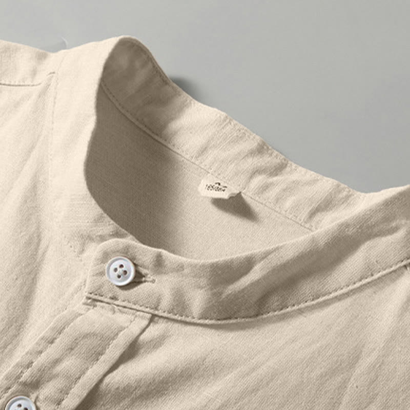 Nimara Ritual Summer Men's Short Sleeve Button Down Cotton Linen Shirt