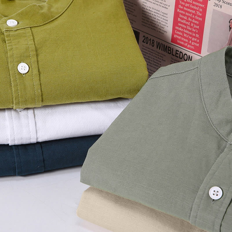 Nimara Ritual Summer Men's Short Sleeve Button Down Cotton Linen Shirt