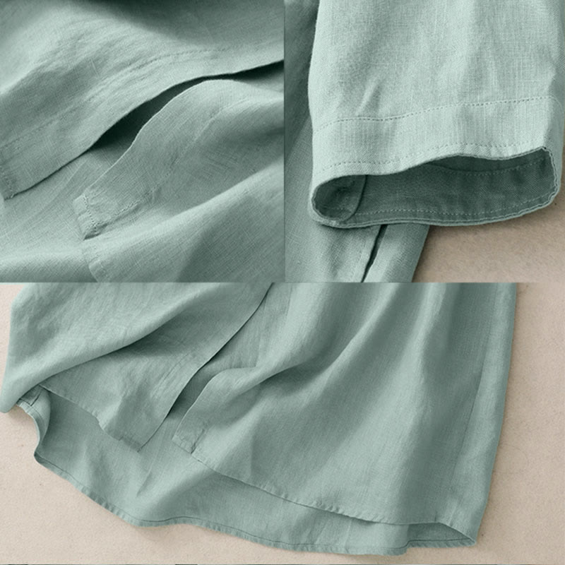 Nimara Ritual Fall Commute Plain Buttons Design Long Sleeve Knee Length Dress With Pockets