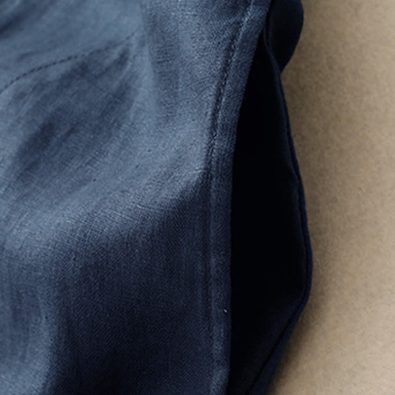 Nimara Ritual Fall Commute Plain Buttons Design Long Sleeve Knee Length Dress With Pockets