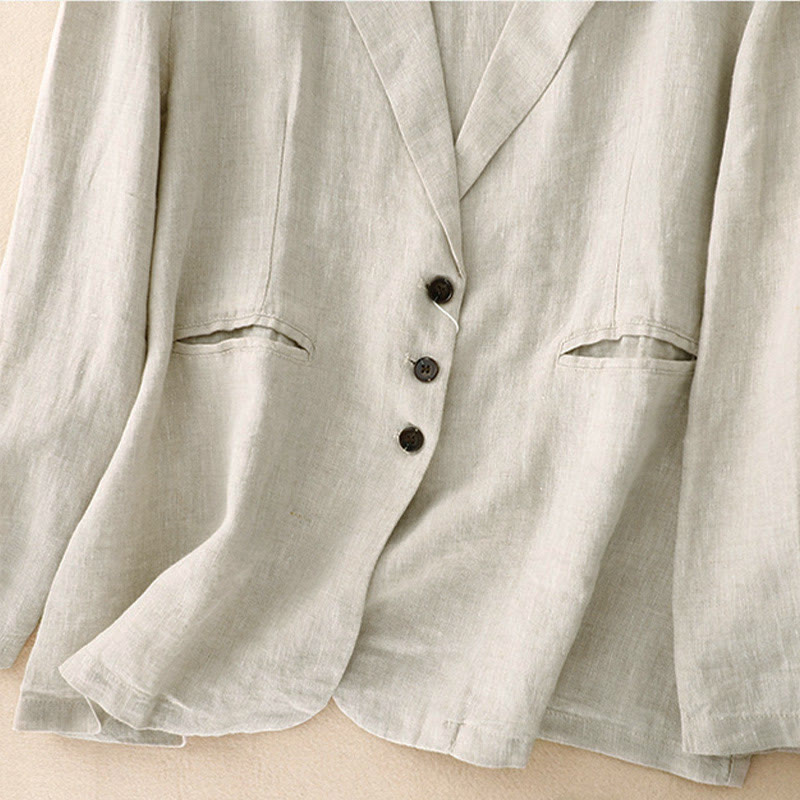 Nimara Ritual Commute Retro Pure Color Lapel Women's Jacket With Pockets