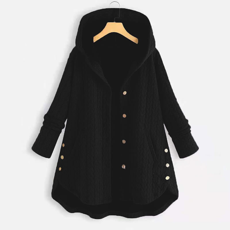Nimara Ritual Fall Wheat Ear Pattern Mid-length Design Women's Long Sleeve Hooded Coat With Pockets