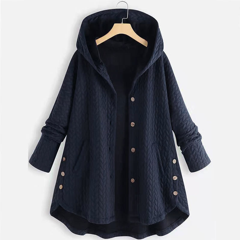Nimara Ritual Fall Wheat Ear Pattern Mid-length Design Women's Long Sleeve Hooded Coat With Pockets