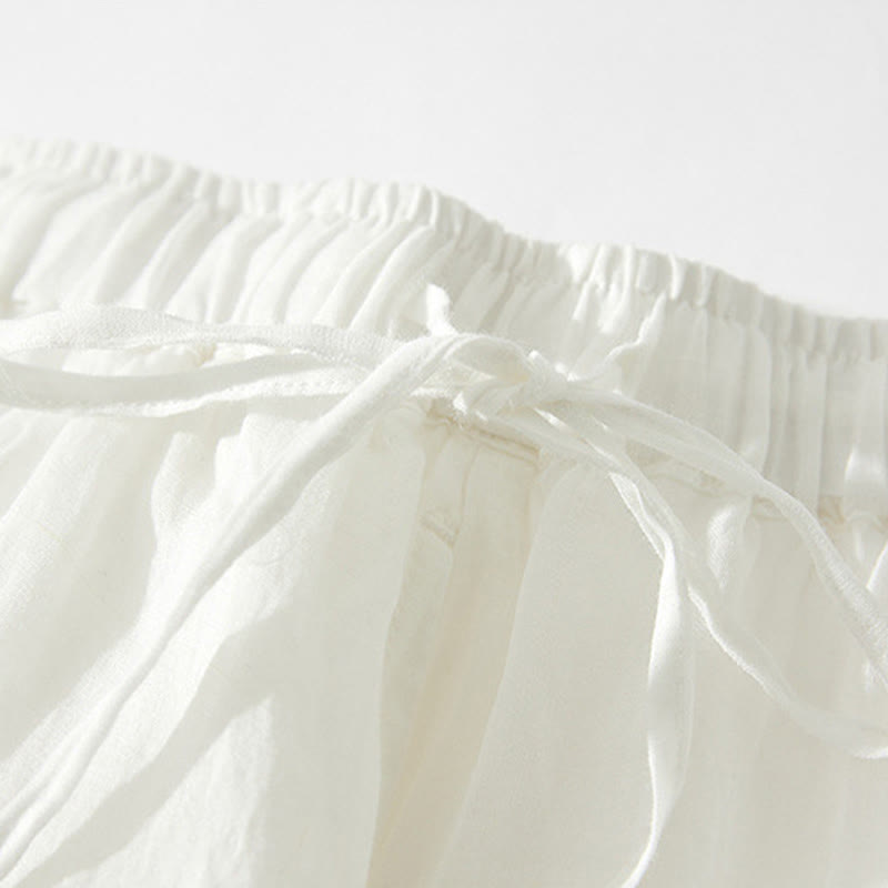 Nimara Ritual Embroidery Hollow Design A-line Drawstring High Waist Women's Skirt With Pockets