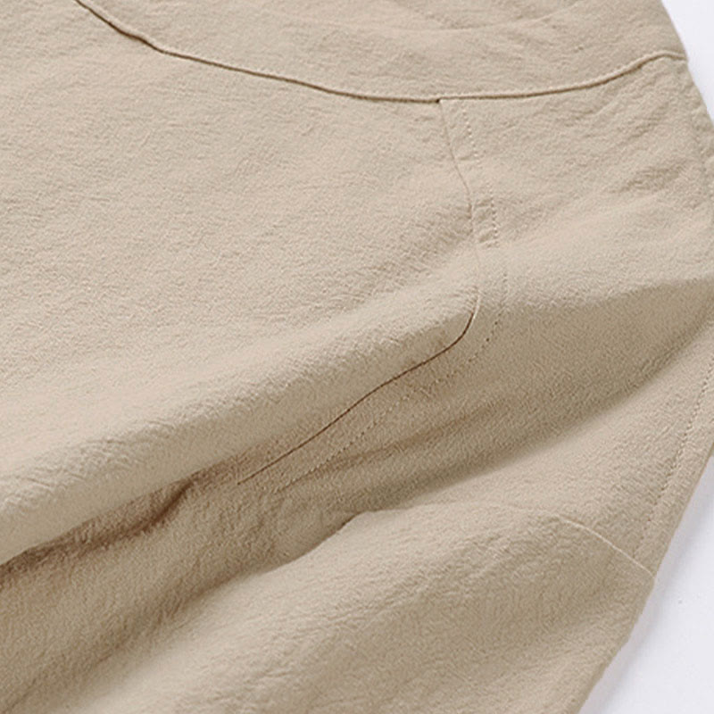 Nimara Ritual Summer Casual Crew Neck Men's Elbow-Length Sleeve Cotton Linen T-Shirt