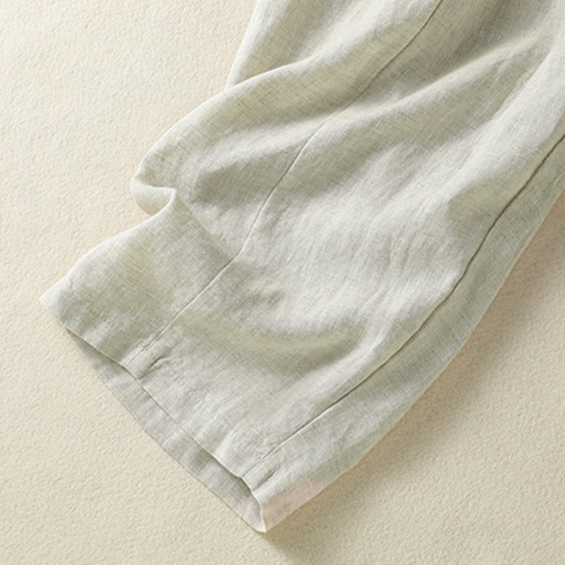 Nimara Ritual Summer Casual Drawstring Solid Linen Ankle Pants Women's Wide Leg Pants With Pocket