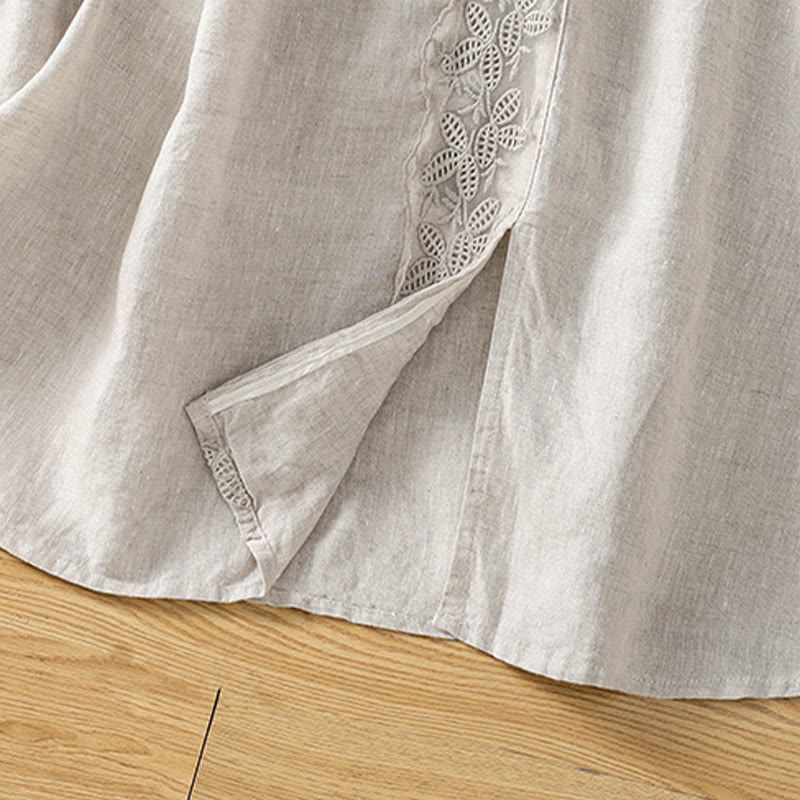 Nimara Ritual Summer Casual Vintage Side Slit Solid Flowers Women's Skirts With Pocket
