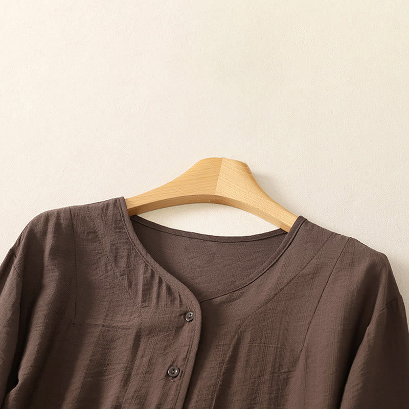 Nimara Ritual Summer Casual Minimalist Button-Up Solid Women's Long Sleeve Shirts