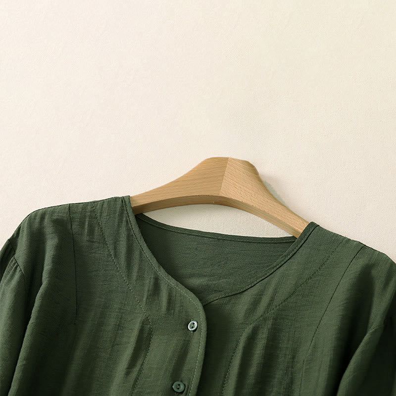 Nimara Ritual Summer Casual Minimalist Button-Up Solid Women's Long Sleeve Shirts