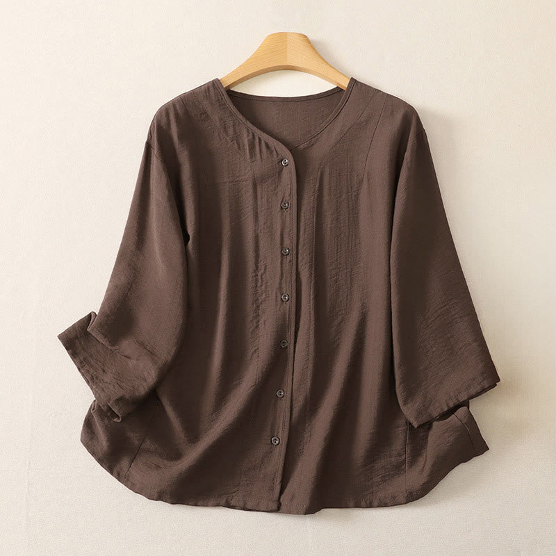 Nimara Ritual Summer Casual Minimalist Button-Up Solid Women's Long Sleeve Shirts