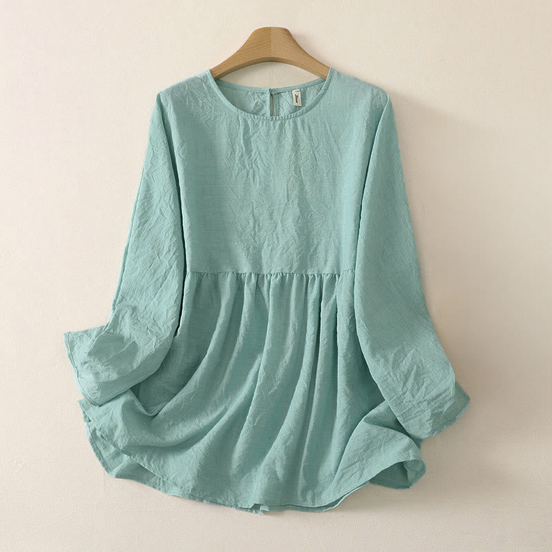 Nimara Ritual Summer Casual Minimalist Solid Crew Neck Women's Long Sleeve Shirts