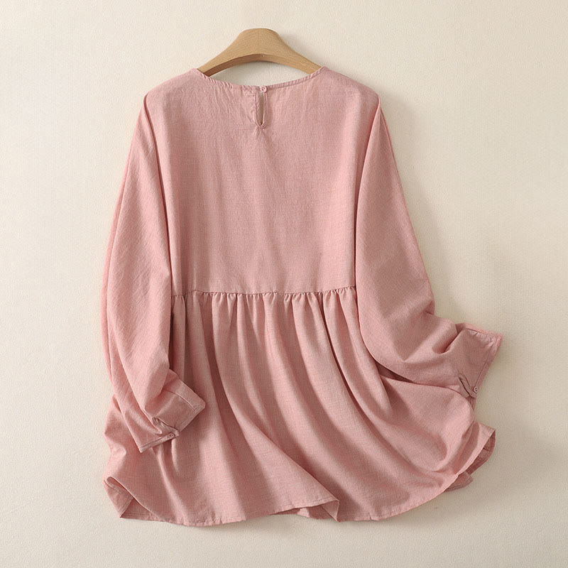 Nimara Ritual Summer Casual Minimalist Solid Crew Neck Women's Long Sleeve Shirts