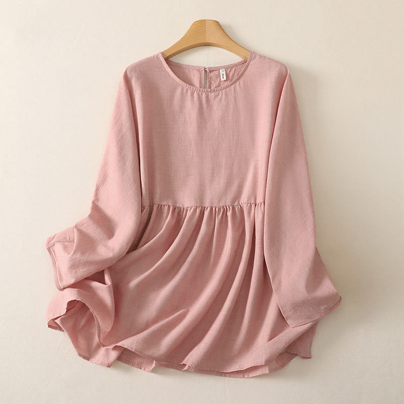 Nimara Ritual Summer Casual Minimalist Solid Crew Neck Women's Long Sleeve Shirts