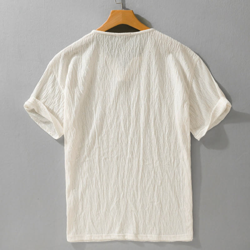 Nimara Ritual Summer Casual Minimalist Solid V-Neck Men's Short Sleeve T-Shirts