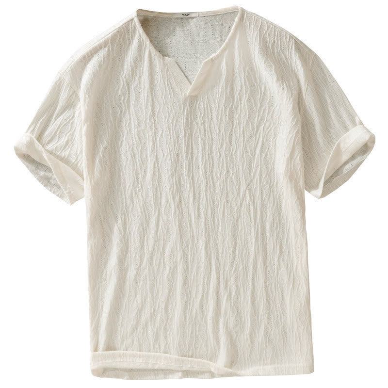 Nimara Ritual Summer Casual Minimalist Solid V-Neck Men's Short Sleeve T-Shirts