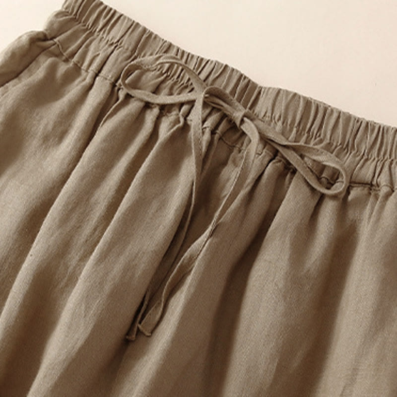 Nimara Ritual Solid Color Flower Loose Drawstring Harem Pants With Pockets
