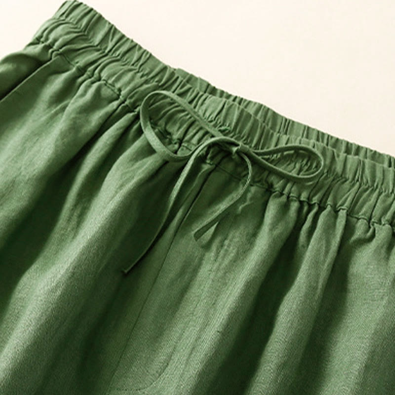 Nimara Ritual Solid Color Flower Loose Drawstring Harem Pants With Pockets