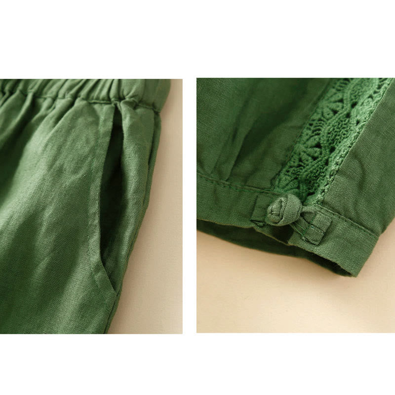 Nimara Ritual Solid Color Flower Loose Drawstring Harem Pants With Pockets