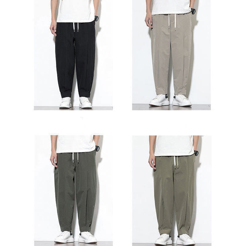 Nimara Ritual Casual Solid Color Drawstring Men's Harem Pants With Pockets