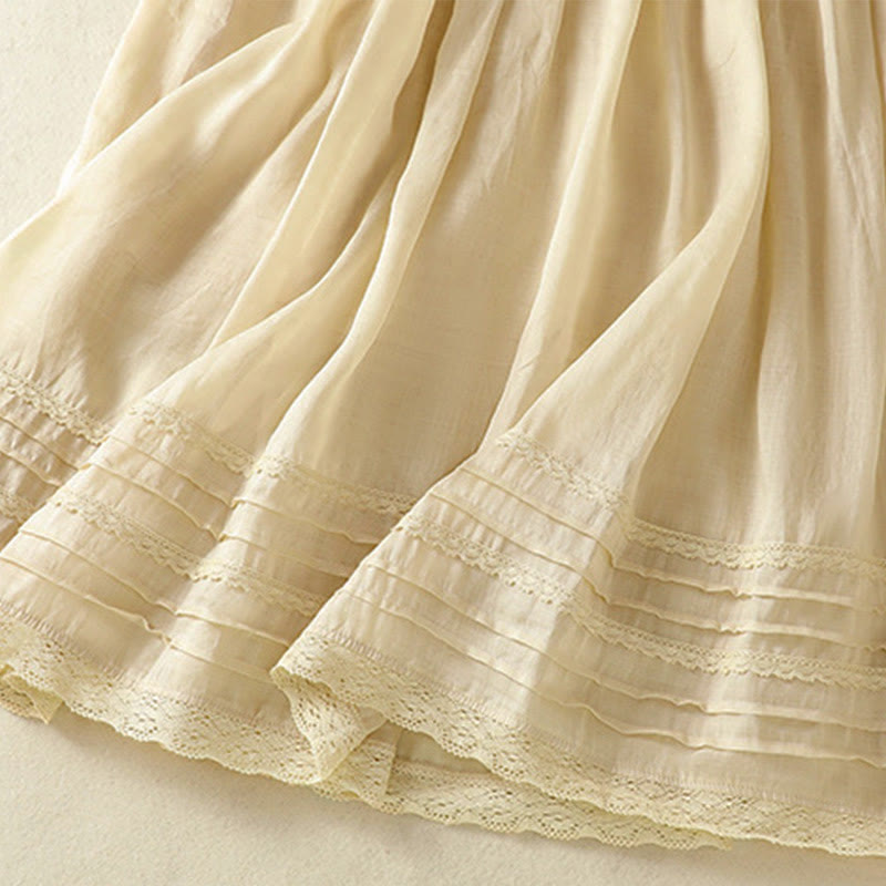 Nimara Ritual Summer Plain Drawstring Lace Patchwork Design Women's 7-8 Length Skirt