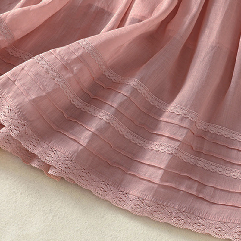 Nimara Ritual Summer Plain Drawstring Lace Patchwork Design Women's 7-8 Length Skirt
