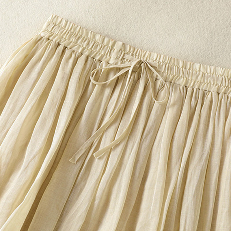 Nimara Ritual Summer Plain Drawstring Lace Patchwork Design Women's 7-8 Length Skirt