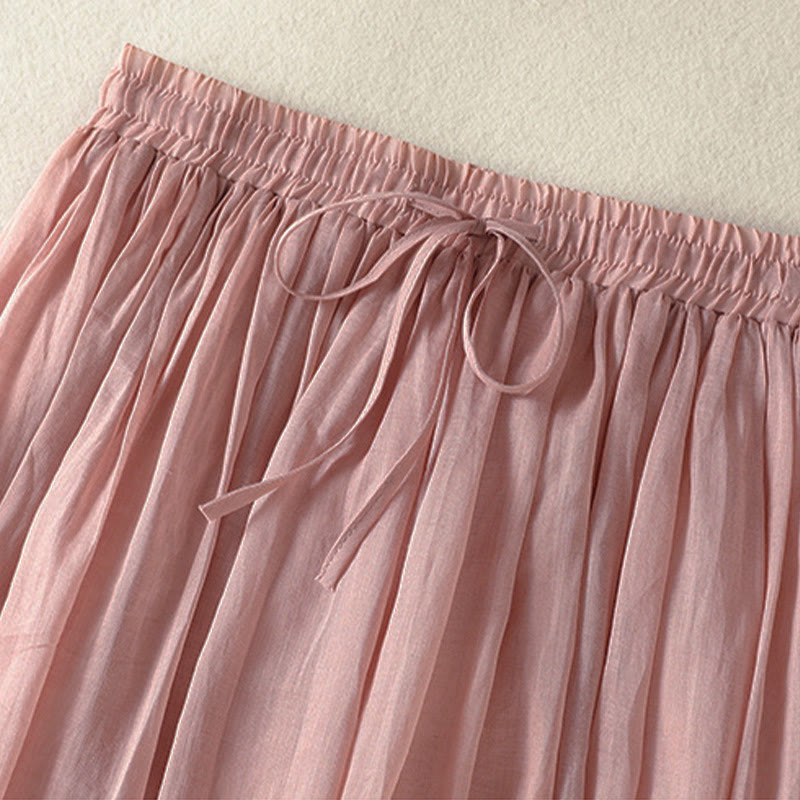 Nimara Ritual Summer Plain Drawstring Lace Patchwork Design Women's 7-8 Length Skirt