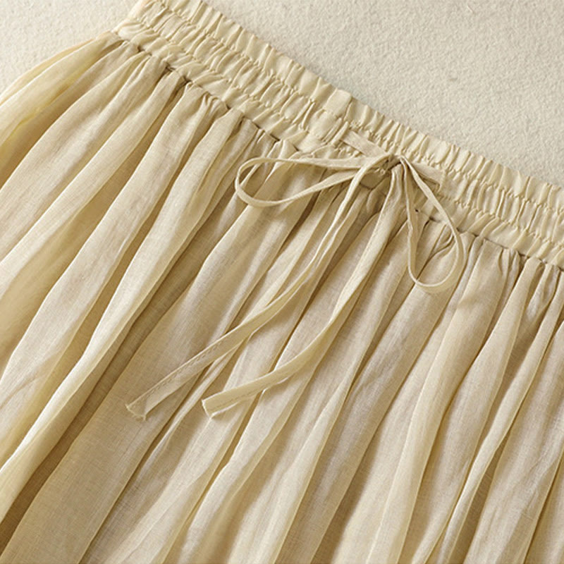 Nimara Ritual Summer Plain Drawstring Lace Patchwork Design Women's 7-8 Length Skirt
