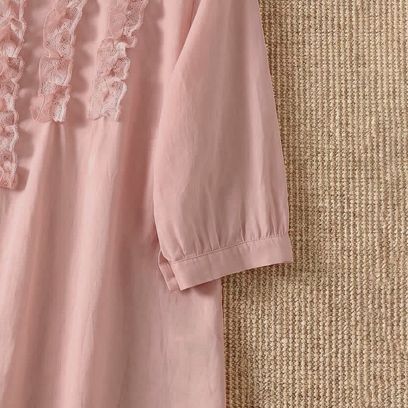 Nimara Ritual Summer Casual Elegant Solid V-Neck Layered Ruffle Women's Three-Quarter Sleeve Shirts