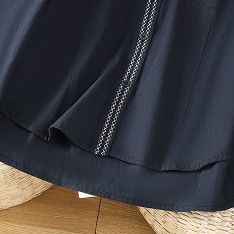 Nimara Ritual Summer Casual Minimalist Solid Contrast Trim Women's Long Sleeve Shirts With Patch Pocket