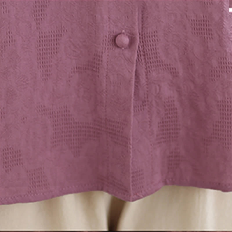 Nimara Ritual Summer Vintage Tang Style Embroidery Floral Women's Three-Quarter Sleeve Shirts