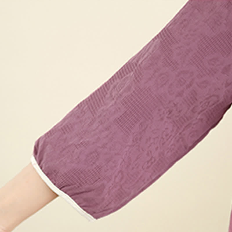 Nimara Ritual Summer Vintage Tang Style Embroidery Floral Women's Three-Quarter Sleeve Shirts
