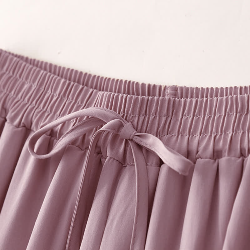Nimara Ritual Summer Casual Elegant Drawstring Solid Cropped Pants Women's Wide Leg Pants With Pockets