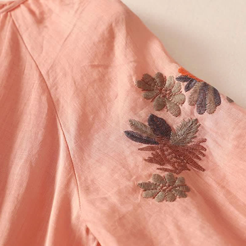 Nimara Ritual Summer Boho Embroidery Floral Women's Elbow-Length Sleeve Dress