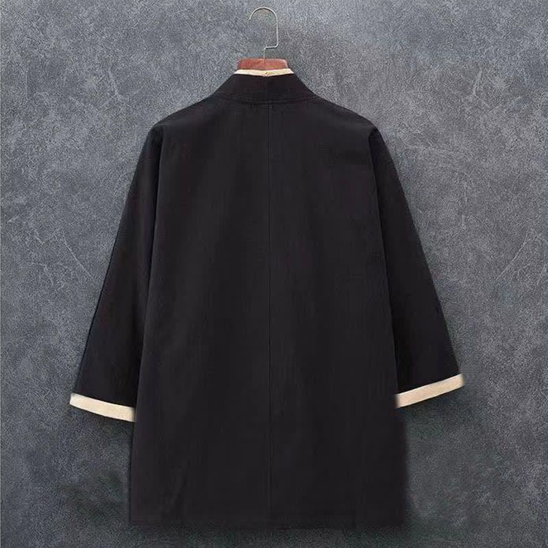 Nimara Ritual Spring Summer Minimalist Casual Knot Button Solid Cotton Three-Quarter Sleeve Men's Kimono