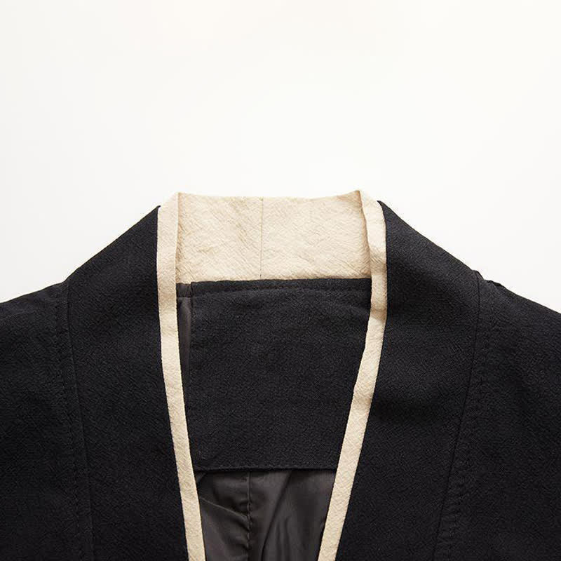 Nimara Ritual Spring Summer Minimalist Casual Knot Button Solid Cotton Three-Quarter Sleeve Men's Kimono