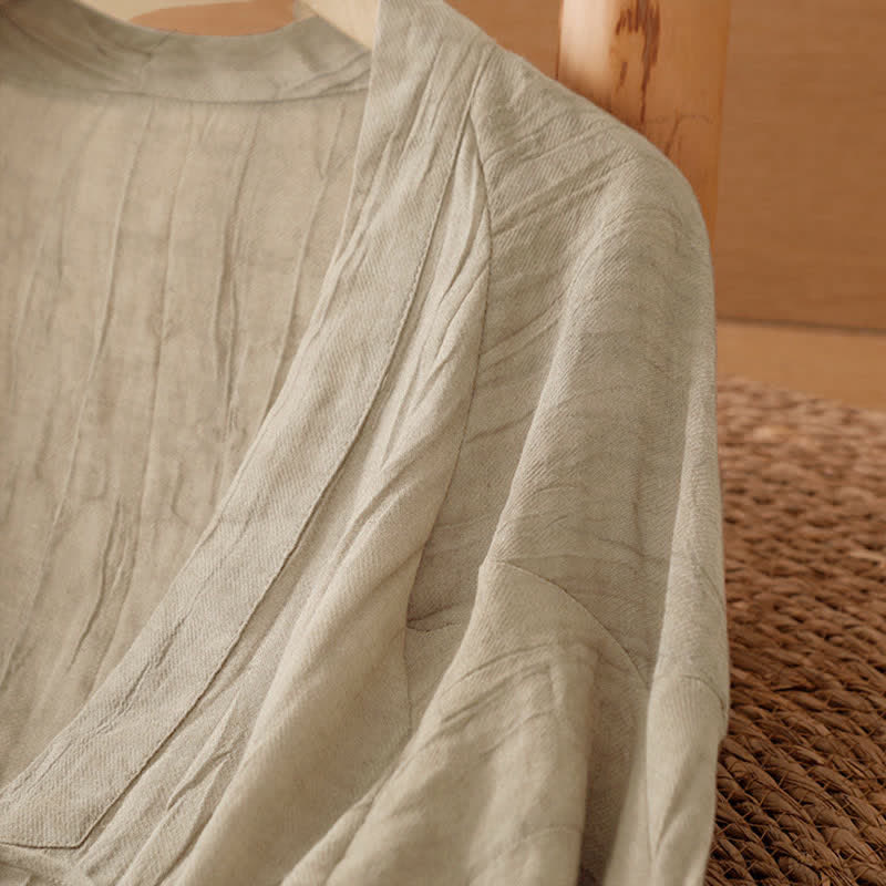 Nimara Ritual Summer Casual Boho Wrinkle Design Drawstring Solid Women's Kimono
