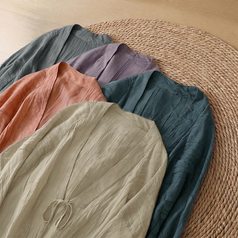 Nimara Ritual Summer Casual Boho Wrinkle Design Drawstring Solid Women's Kimono