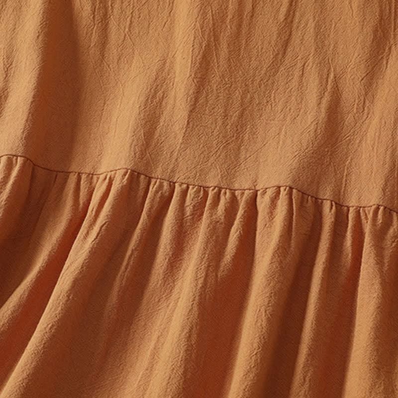 Nimara Ritual Summer Casual Minimalist Solid Orange Crew Neck Women's Short Sleeve Dress