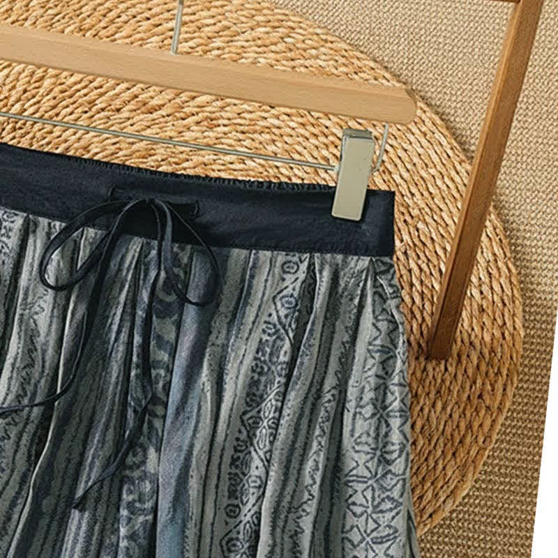 Nimara Ritual Spring Summer Casual Bohemian Drawstring Geometric Women's Skirts With Pockets