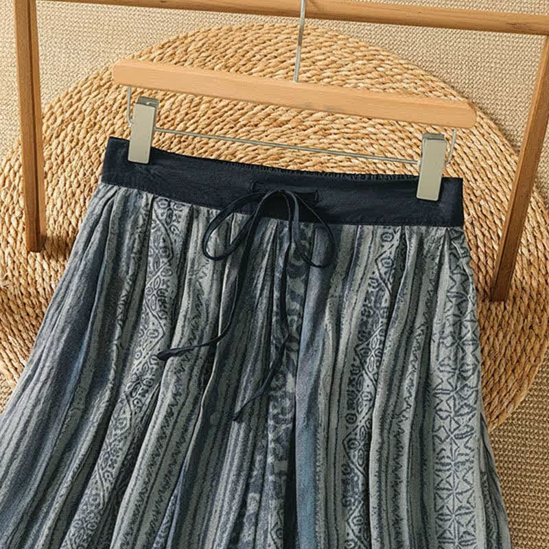 Nimara Ritual Spring Summer Casual Bohemian Drawstring Geometric Women's Skirts With Pockets