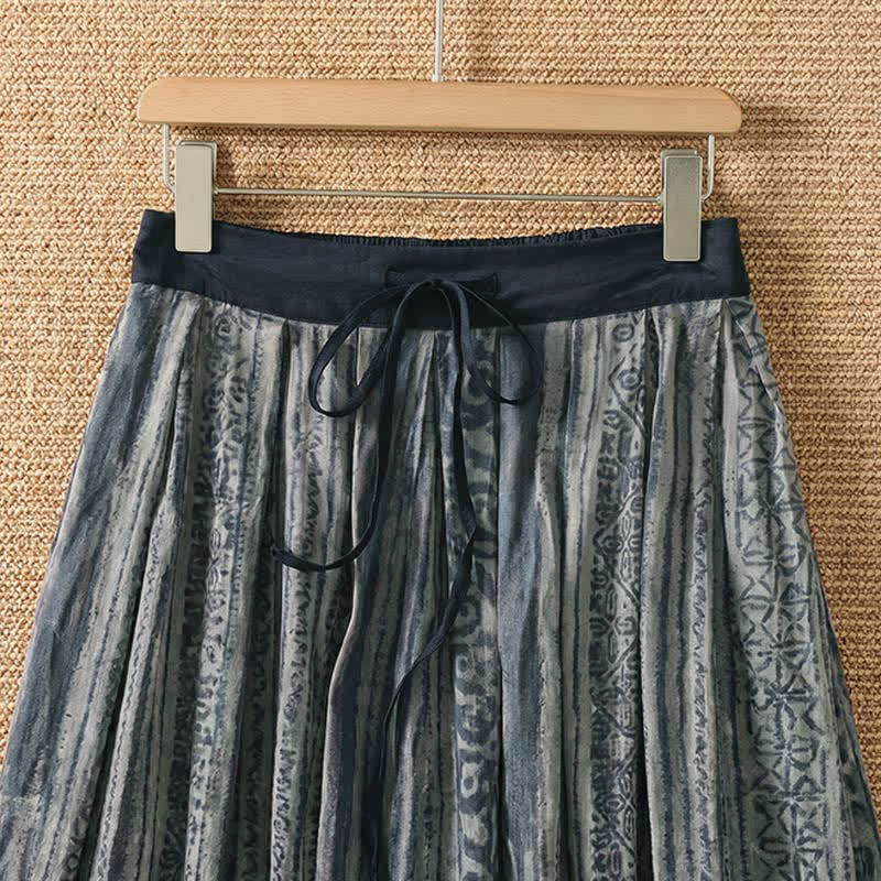 Nimara Ritual Spring Summer Casual Bohemian Drawstring Geometric Women's Skirts With Pockets