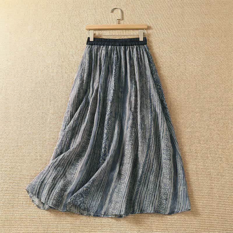 Nimara Ritual Spring Summer Casual Bohemian Drawstring Geometric Women's Skirts With Pockets