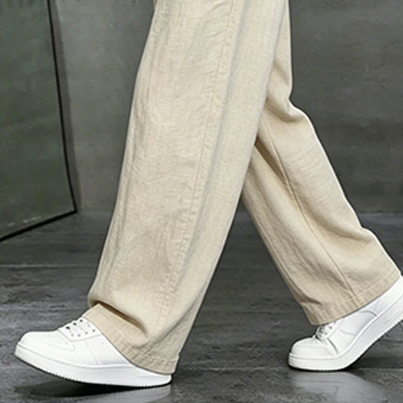 Nimara Ritual Spring Summer Casual Drawstring Solid Long Pants Men's Straight Leg Pants With Pocket