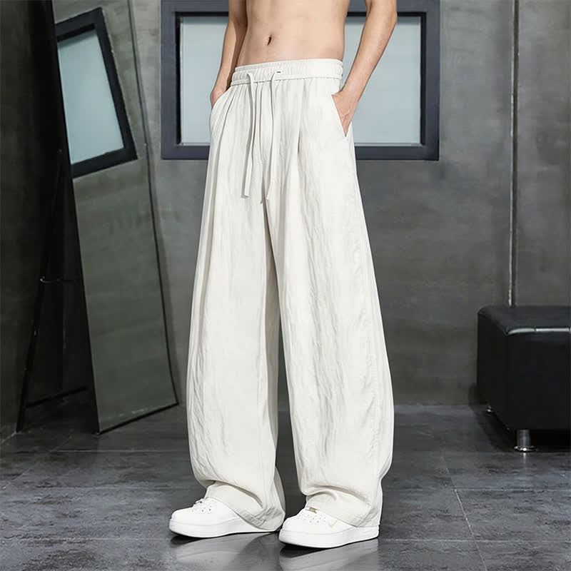 Nimara Ritual Spring Summer Casual Drawstring Solid Long Pants Men's Straight Leg Pants With Pocket